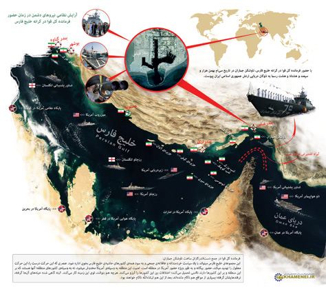 آرایش نظامی دشمنان در زمان حضور رهبر در خلیج فارس